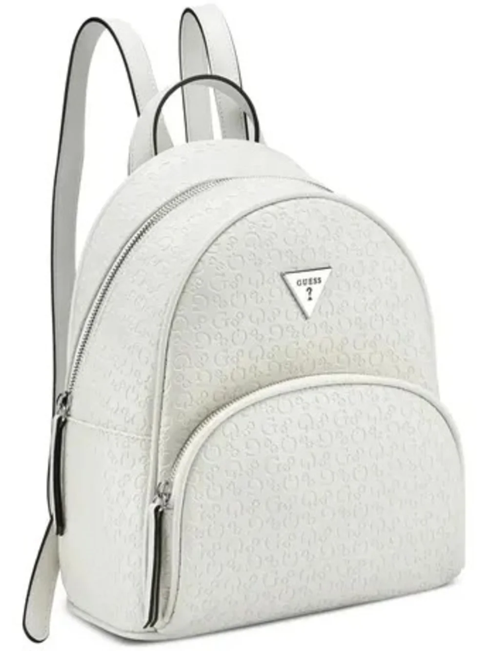 Guess White Embossed Logo Backpack